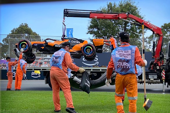 Oscar Piastri lost control of his car under acceleration during a warm-up lap in Melbourne. 