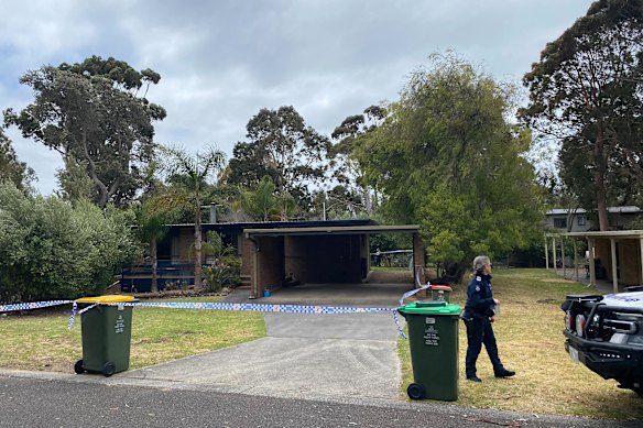 Police at the property at Silverleaves on Thursday.