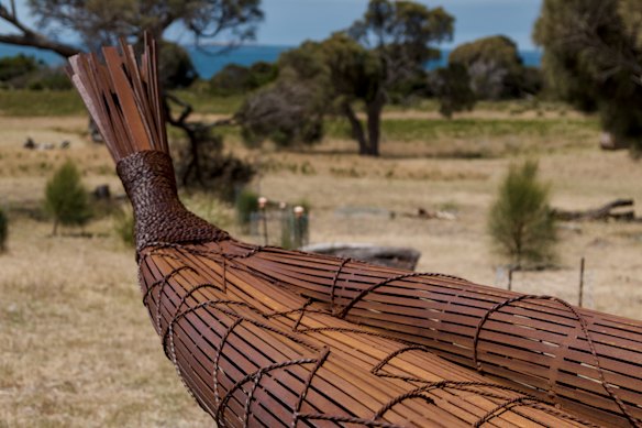 Timme’s Canoe sits close to Bass Strait, over which Timme was taken from Tasmania via Flinders Island to his fate in Melbourne in 1842.