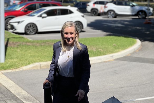 Minister Simone McGurk arrving at Parliament.