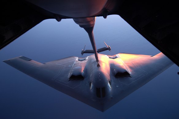 A US Airforce B-2 of the sort used to attack Iranian nuclear facilities over the weekend is refuelled in 2006.