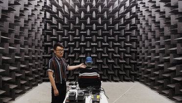 PhD student Tong Xiao at the industrial shed leased to UTS.