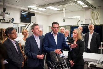 Premier Daniel Andrews on an unrelated visit to Monash Hospital in 2014.