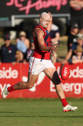 Aidan Johnson in action against the Dockers this pre-season.