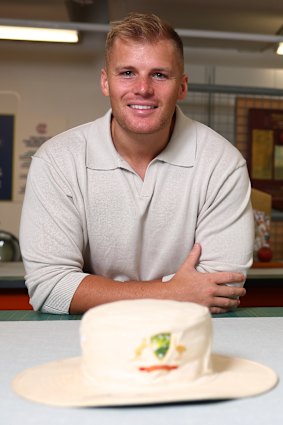 Jackson with his dad’s famous white floppy hat.