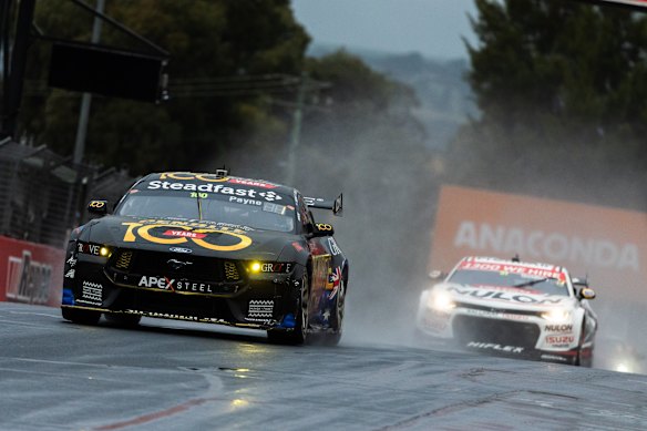 Matt Payne during the frantic final phase of the Bathurst 1000 on Sunday.