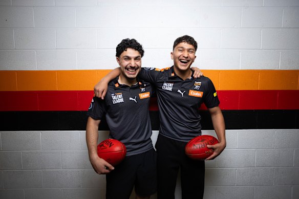 Hussien El Achkar (left) and Adam Sweid are part of Essendon’s next-generation academy.