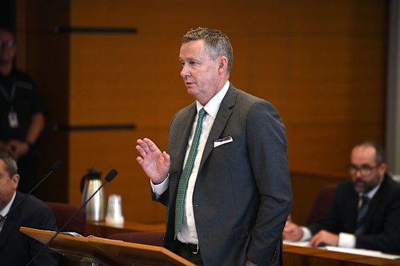 Liam Kelly, KC, on October 1, during the first public hearing during the commission of inquiry into the CFMEU in Brisbane. Kelly has since resigned.