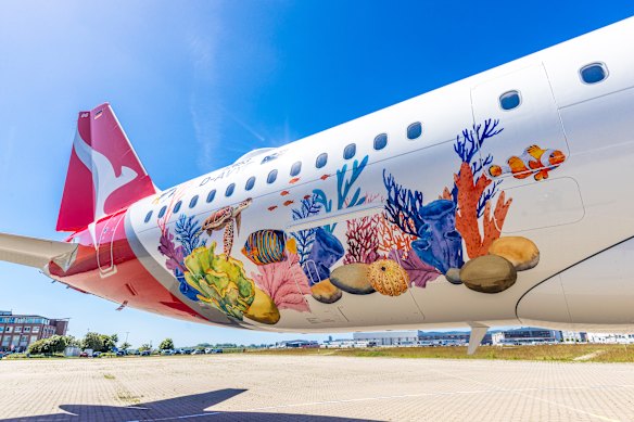 Qantas&rsquo; new A321XLR is bedecked in a livery inspired by the Great Barrier Reef. 