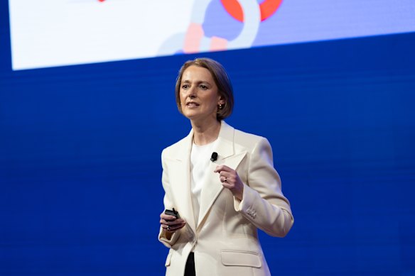 Telstra boss Vicki Brady at Telstra’s investor day in May.