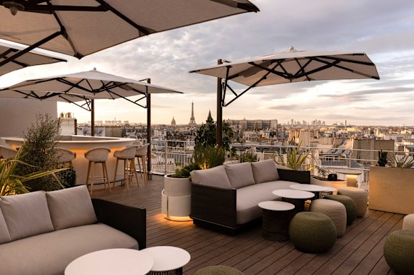 An Instagram-worthy sunset perch … sweeping views from the rooftop terrace at Hotel Dame des Arts.