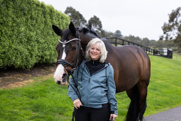 Vivien Lipshut with her horse Estupendo, which no longer competes in dressage.
