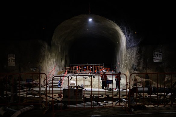 A cross passage for the Western Harbour Tunnel project.