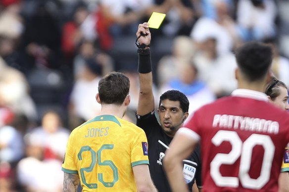 Jones is shown a yellow card.