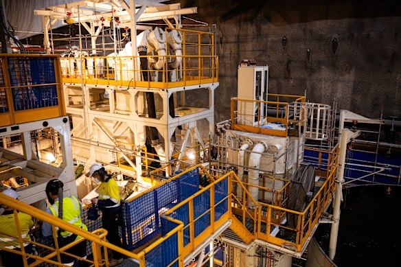 The slurry treatment plant is a web of pipes deep underground.