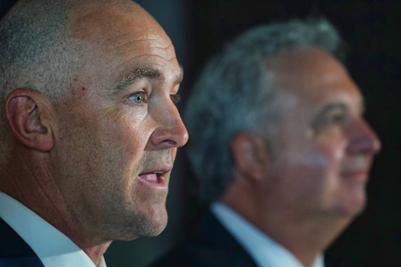 Melbourne coach Steven King and Melbourne CEO Paul Guerra