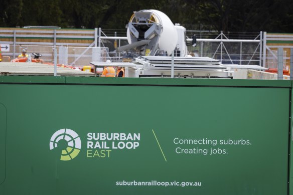 An aboriginal  works   tract  for the Suburban Rail Loop successful  Burwood. 