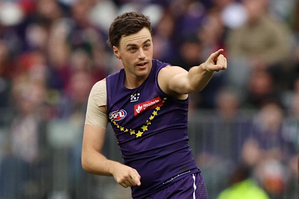 Jordan Clark was easily star of the show for Fremantle on Sunday. 