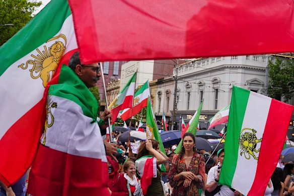 Iranian diaspora gathered at the Victorian Parliament after the death of  Ayatollah Ali Khamenei by U.S. and Israel forces.