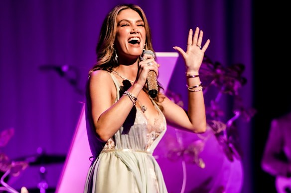 Delta Goodrem performs at the 2021 Melbourne Cup. The singer will represent Australia at Eurovision 2026, which will be held in Vienna in May.