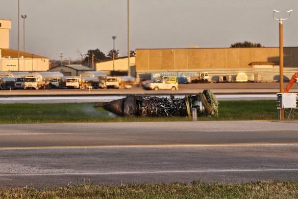 The NTSB said images circulating on the internet - including the above - showed the plane’s detached left engine. 