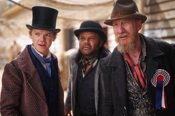 Thomas Brodie-Sangster (left), Luke Carroll and David Thewlis in The Artful Dodger.