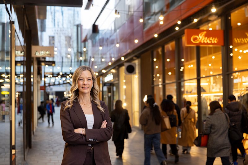 Dexus’ Kirrily Lord outside the retail precinct of its QV Melbourne property.