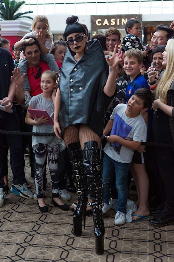 Lady Gaga meets and greets fans at Crown in August, 2014.