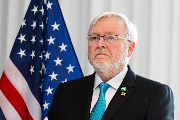 Australian ambassador to the United States Kevin Rudd attends a business reception in Seattle in June.