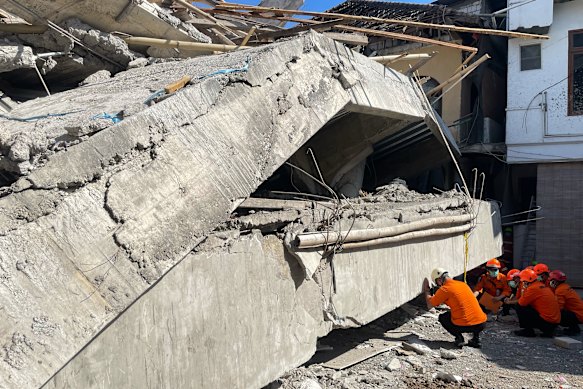 Rescue work has been hampered by fears of a further collapse.