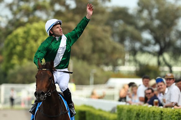 Tommy Berry after winning the Golden Pendant on Manaal.