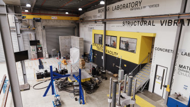 In the UTS tech lab, there is a "shake table" to test, not just how a building would withstand an earthquake, but also for seat turbulence in cars.