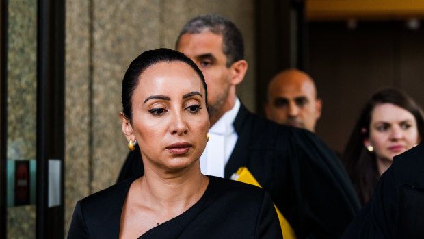 Antoinette Lattouf leaves the Federal Court earlier this month.