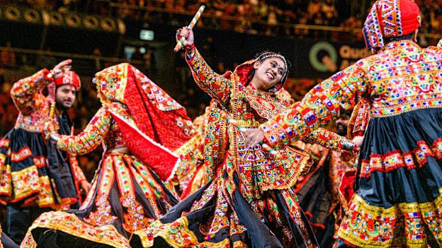 Members of Melbourne’s Indian community performing at an event to celebrate Narendra Modi’s visit to Australia in 2023.