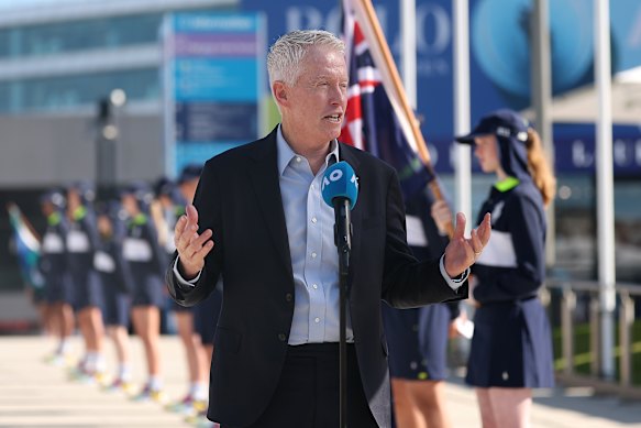 Tennis Australia boss Craig Tiley on day one of this year’s Open.