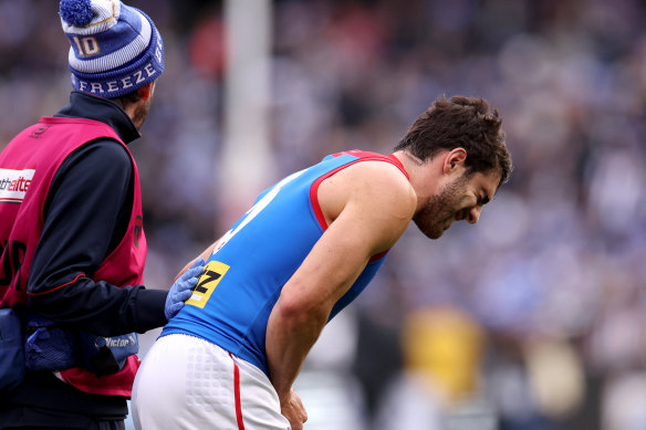 Christian Petracca suffered serious injuries to his ribs and spleen in the King’s Birthday clash against Collingwood.
