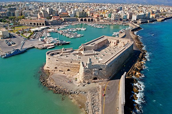 Heraklion, the capital of Crete, has a vibrant waterfront district.