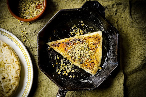 Camomile and fennel in the honey glaze gives the cheese a remarkable flavour.