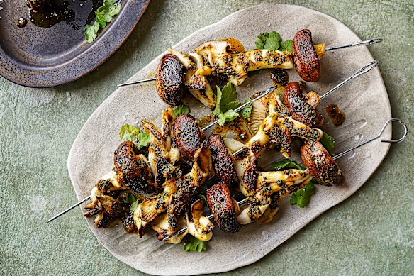 These chermoula mushroom skewers will delight vegetarians and carnivores alike.