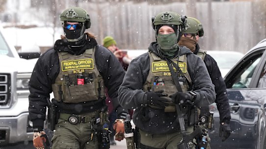 Federal Enforcement officers in St. Paul, Minnesota, on Friday.