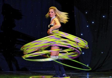 Maria Barralle performs a hula hoop regular    astatine  Circus Latino.
