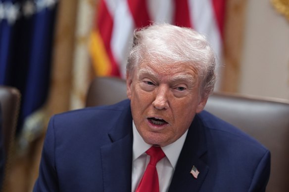 Trump speaks during a cabinet meeting at the White House on Thursday.