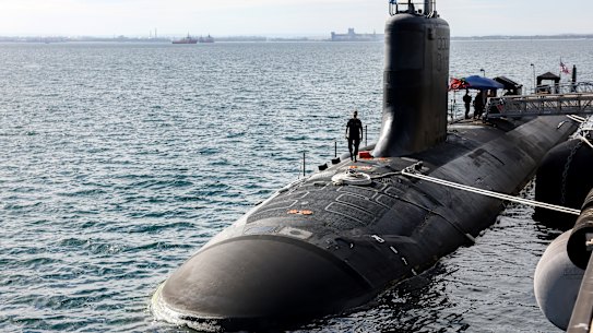 Virginia-class fast attack submarine USS Minnesota docked at HMAS Stirling in Rockingham, WA, last year.