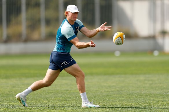 Tane Edmed at Wallabies training.