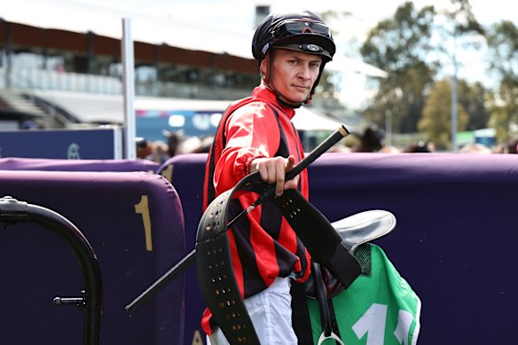 Dylan Gibbons after riding Unreachable to victory early on last Saturday’s program at Rosehill before a nasty fall.