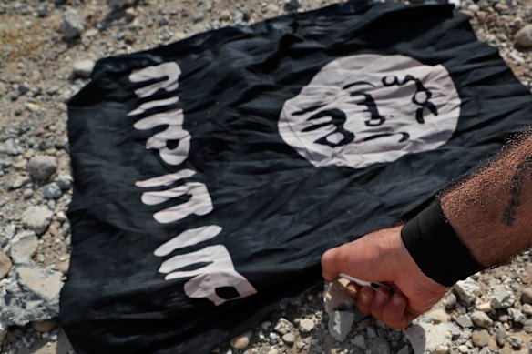 The Islamic State group’s flag.