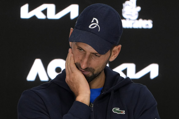 A shattered Novak Djokovic after bowing out of the Australian Open.
