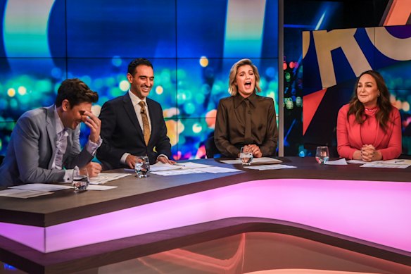 The Project hosts Sam Taunton, Waleed Aly, Sarah Harris and Kate Langbroek on set this week.