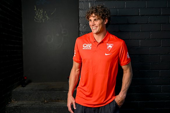 Charlie Curnow at his unveiling as a Sydney player.