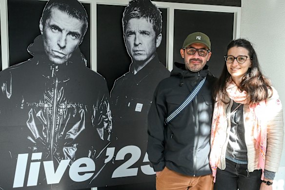 Luca Arenas and Melissa Marchesem have flown to Melbourne from Barcelona especially to see Oasis. 